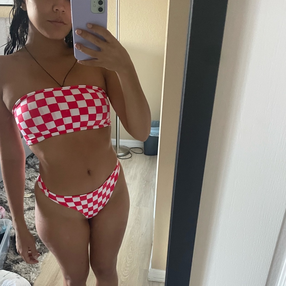 Only One Available - Checker Bandeau Bikini Set